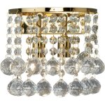 Hanna 2l applique demi cercle mtal dor et cristal clair g9 2x33w max haut 18 x larg 18cm