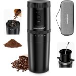 Haushof machine � caf� portable tout - en - un avec broyeur int�gr�, 5 r�glages de mouture, rechargeable ...