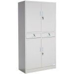 Helloshop26 - armoire mtallique tagre meuble 2 compartiments + 2 tiroirs gris