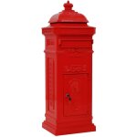 Helloshop26 - bo�te aux lettres � pilier aluminium vintage antirouille rouge rouge