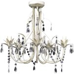 Lustre plafonnier suspendu lampe antique cristal 42, 5 cm blanc Lustre plafonnier suspendu lampe antique cristal 42, 5 cm blanc