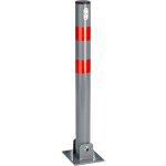Helloshop26 - poteau barrire de parking rabattable voiture 65 cm acier gris et rayures rouge