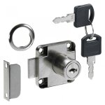 Serrure de meuble acier en applique axe 25 mm rversible - hettich