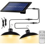 Solaire lampes lustre solaire avec t�l�commande �tanche 2 t�tes c�ble 3 m - lumi�re chaude