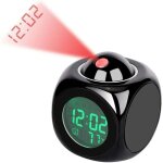 Hklffja - horloge digitale de projection silencieux led reveille - matin 12 / 24h r�veil projection plafond ...