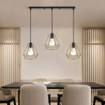 Hofuton lustre suspension cage forme diamant contemporain plafonnier lampe noir style 1