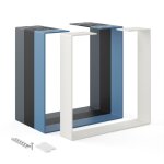 Holzbrink - pied de table en m�tal blanc gris 1 pi�ce support de table / cadre pour table basse, table ...