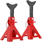 Homcom ? lot de 2 chandelles 3 tonnes ? h. 290 - 418 mm ? acier rouge noir ? base pyramidale pour stabilit� ...