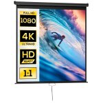 Homcom - cran de projection home - cin�ma tv format 1:1 99 pouces 4k hd m�tal pvc noir