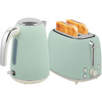 Homcom ? ensemble bouilloire 1, 7 l et grille - pain 2200 w ? acier inoxydable vert clair ? 7 niveaux ...