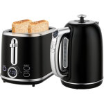 Homcom ? ensemble bouilloire 1, 7l et grille - pain 2200w ? acier inoxydable noir ? fonction maintien ...