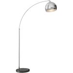 Homcom ? lampadaire arc en m�tal chrom� avec pied en marbre noir ? hauteur r�glable 170 - 180 cm ? abat ...