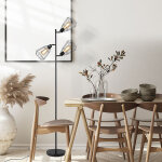 Homcom lampadaire design industriel 3 ampoules max. 40 w abat - jour cage m�tal noir