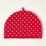 Couvre th�i�re double motif pois rouge chauffe - th�i�re - homescapes