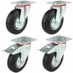 Homfa 4 pcs roulettes transports, 2 pcs roulettes pivotantes, 2pcs roulettes avec frein en caoutchouc ...