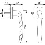 Hoppe - poign�e new york pour coulissant � translation en 168 mm entraxe 43 mm blanc 9010