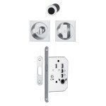 Hoppe - set 1 aluminium pour porte coulissante 4920 f94 - 1 carr� aspect chrom� satin�, aveugle sans ...