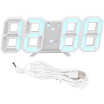 Horloge murale digitale moderne avec affichage de temp�rature, alarme et contr�le vocal - cadre blanc, ...