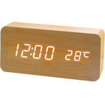 Horloge num�rique en bois - r�veil � led multifonctions avec affichage de l'heure / de la date / de la ...