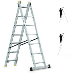 Hostrm - echelle transformable 2 plans stablepro 2x7 marches aluminium extensible coulissante, 3 positions, ...