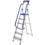 Escabeau 6 marches secure pro, aluminium renforc, scuris avec rampes, tablette porte - outils, hauteur ...