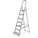 Escabeau 7 marches dura pliable, marchepied l�ger en aluminium, hauteur plateforme 140cm, pieds antid�rapants, ...