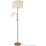H�tel lampadaire en laiton satin� avec lampe de lecture abat - jour blanc cr�me avec allumages s�par�s ...