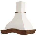 Hotte de cuisine rustique blanche egizia avec cadre en bois incrust� couleur tabac 90 cm