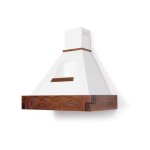 Argonauta - hotte de cuisine rustique blanche epoque avec cadre en bois incrust couleur tabac 90 cm