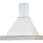 Webmarketpoint - hotte de cuisine rustique blanche ginevra avec cadre en bois marquet� couleur cendre ...