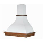 Webmarketpoint - hotte de cuisine rustique blanche raffaello avec cadre en bois incrust� couleur tabac ...