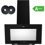 Ciarra - hotte inclinee 60cm a + + 2pcs filtres a charbon 370m3 / h recycage ou evacuation inox et verre ...