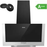 Ciarra - hotte inclinee 60cm classe a + + avec 2pcs filtre actif 370m3 / h 3 vitesses recyclage ou evacuation ...