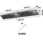 Hotte murale sans moteur 2700x700x450 mm avec �clairage, filtre et robinet de vidange premium - goldinox ...