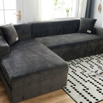 Housse de canap� d'angle extensible en peluche, housse universelle pour canap� 1 / 2 / 3 / 4 places - ...