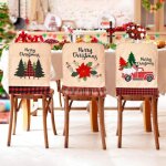 Housses de chaise � th�me de no�l, 3pcs novelty christmas tree & flower dinner table decoration dining ...