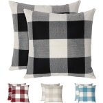 Deesse shop - housses de coussin � carreaux, lot de 2 taies d'oreiller en lin infroissables et respirantes, ...