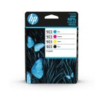 Hp 903 pack de 4 cartouches dencre noire, cyan, jaune et magenta authentiques 6zc73ae pour hp officejet ...