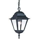 Lanterne new york avec chaine de 60 cm h en fonte grise e'cran en verre d'aluminium pour lampes 60 w ...