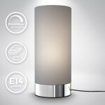 Lampe de table en tissu gris i fonction tactile i 3 fois gradable i e14 i socle chrom i sans ampoule ...