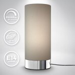 Lampe de table en tissu taupe i fonction tactile i 3 fois gradable i e14 i socle chrom� i sans ampoule ...
