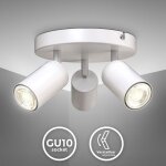 B. k. licht - i plafonnier rond 3 spots pivotants & orientables i gu10 i blanc mat i livr� sans ampoules ...