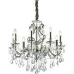 Ideal lux - gioconda - lustre en cristal  8 ampoules au fini argent antique, e14