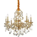 Ideal lux - gioconda - lustre en cristal  8 ampoules au fini or antique, e14