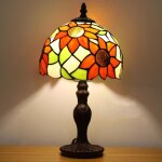 Ikodm - lampe de table, lampe en verre teint� tournesol, petite lampe de chevet antique pour chambre ...