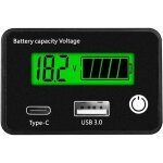 Indicateur de charge batterie 12v, compteur de batterie testeur de tension de capacit� de batterie usb ...