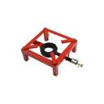 Inferramenta - cuisinia re a gaz 40x40 cm en acier rouge avec braleur pour camping a la maison