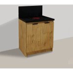 Inoval - kitchenette ch�ne golden 80cm avec plaque de cuisson
