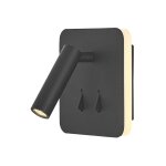 Mantra - applique murale intrieure liseuse led carre noir mat cayman