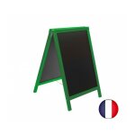 Interface plv - chevalet stop trottoir avec cadre bois couleur vert feuille dimensions 85 x 55 cm
